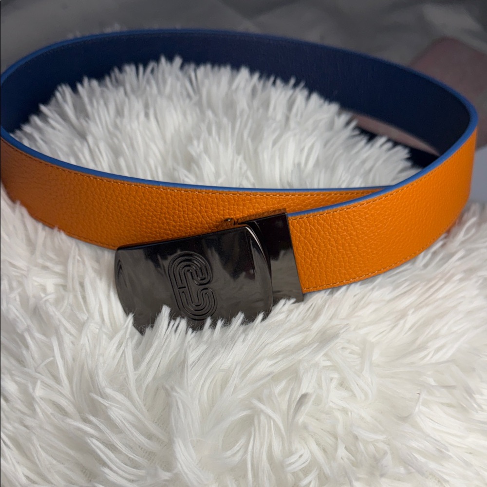 Coach Orange Men's Leather Reversible Belt with Gunmetal Buckle